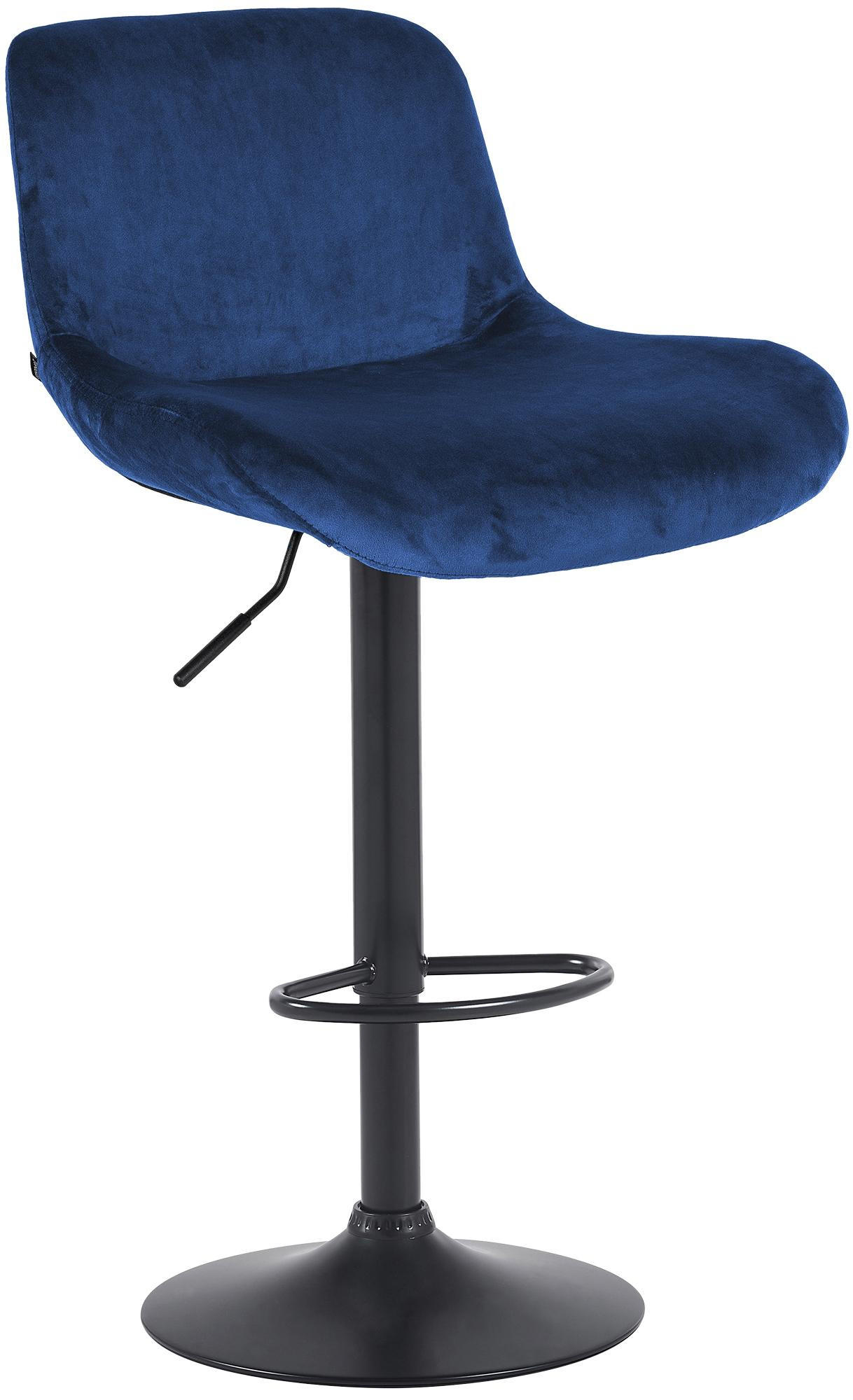 BARHOCKER Samt blau - Blau/Schwarz, Textil/Metall (50/85/50cm) - CLP