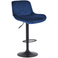 BARHOCKER Samt blau - Blau/Schwarz, Textil/Metall (50/85/50cm) - CLP