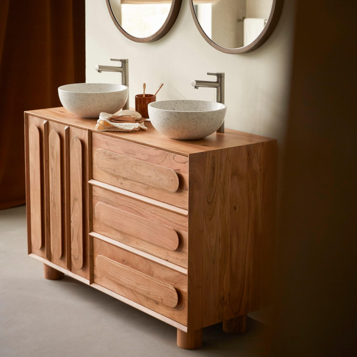 WASCHTISCHUNTERSCHRANK Olga Natur aus Akazie - Naturfarben, Holz (120/80/46cm) - Tikamoon