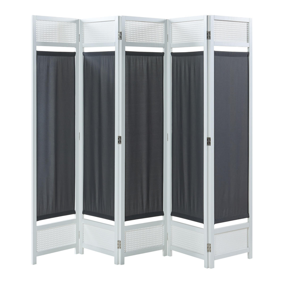 PARAVENT Dorotea - Dunkelgrau/Weiß, Holz/Kunststoff (200/170/1.7cm) - [en.casa]