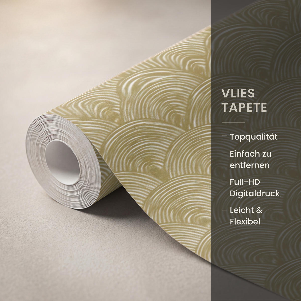TAPETE - Fächer - Geometrisch - Grün - 500x200 cm - Goldfarben, Papier (500/200cm) - OnlyWow