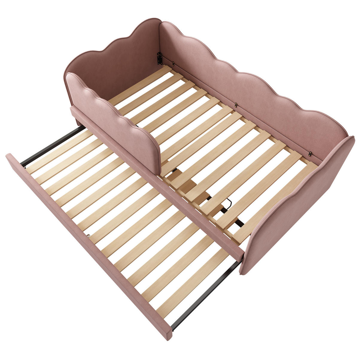 BETT mit Ausziehbett 90x190 cm Samt Rosa - Pink, Holzwerkstoff (90/190cm) - Beauniv