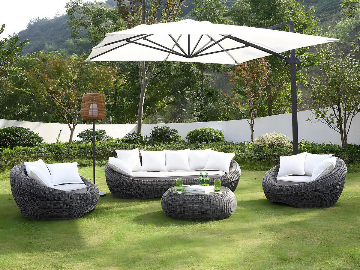 GARTENSESSEL - 2 Personen - Harz - Grau - - Grau, Kunststoff (101/66/107cm) - Vente-Unique