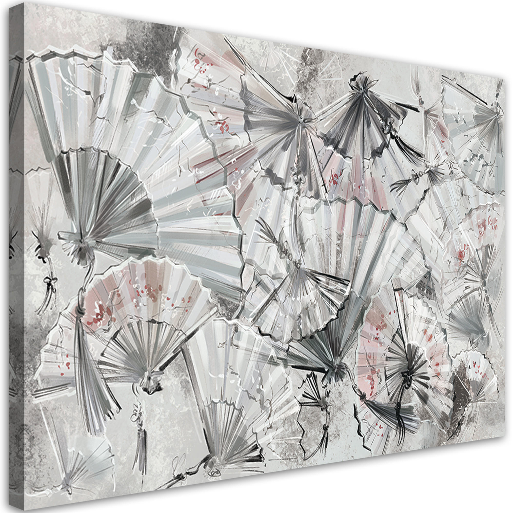 WANDBILD japanische fans - Grau, Textil (60/40cm) - Feeby