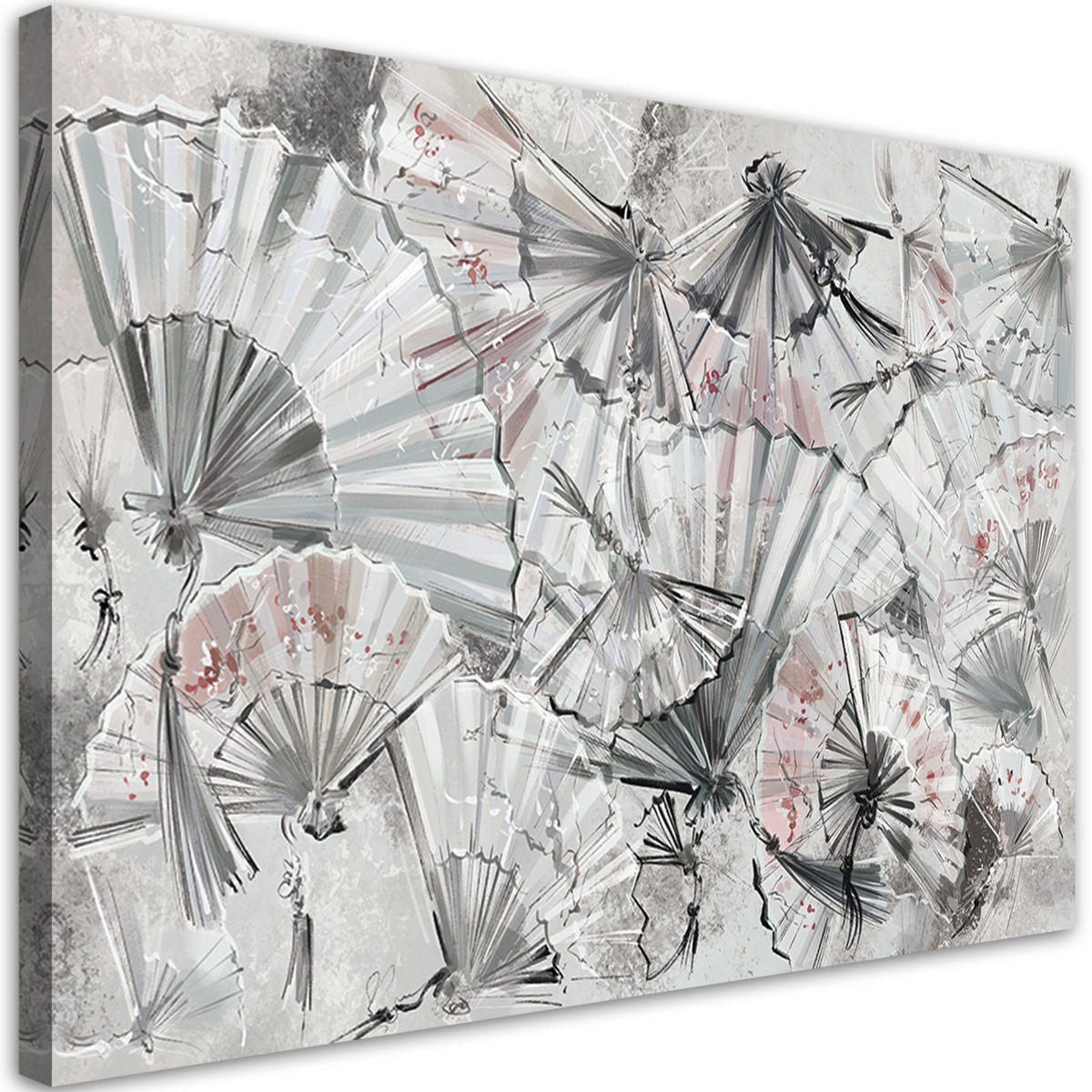 WANDBILD japanische fans - Grau, Textil (60/40cm) - Feeby