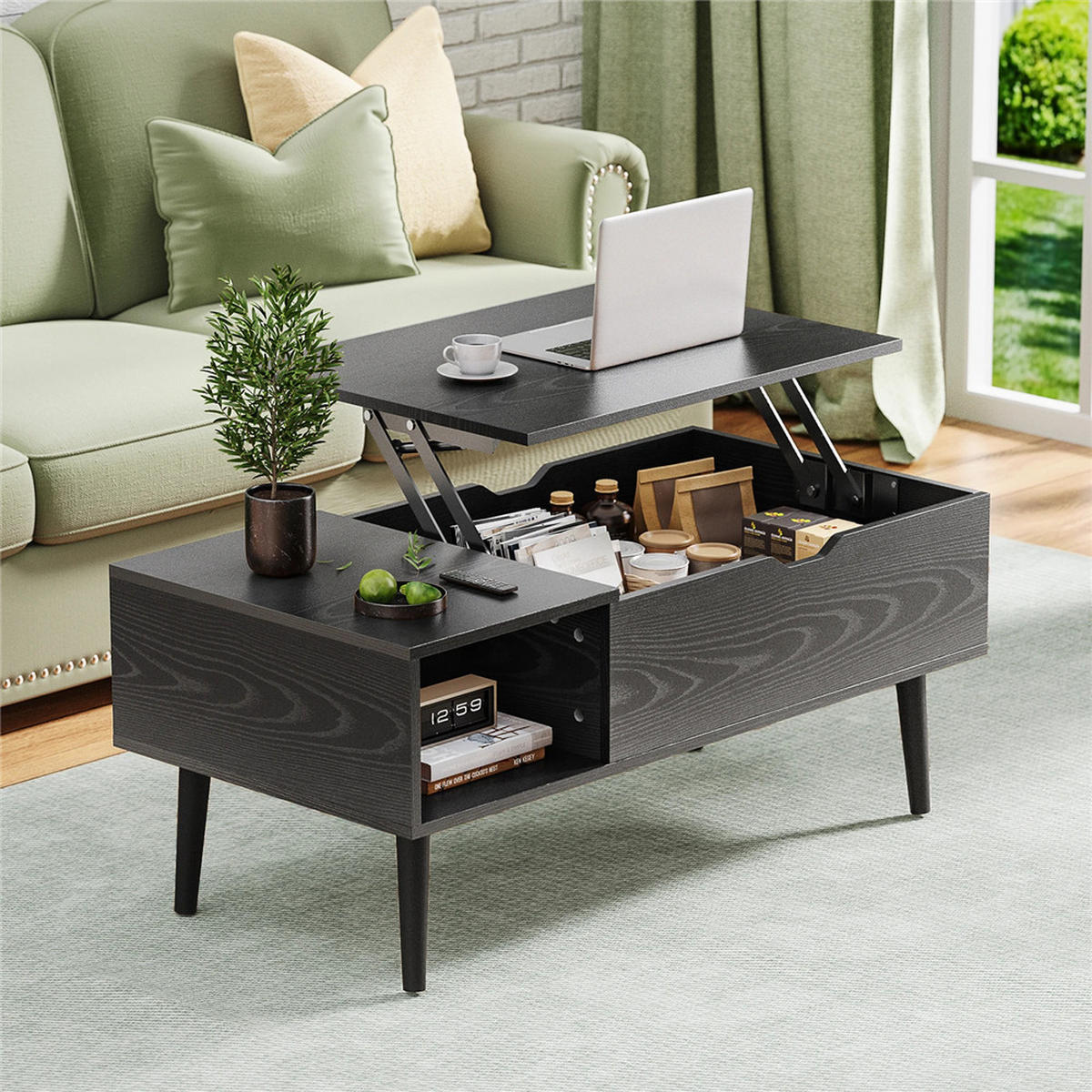 COUCHTISCH 100x50 cm Lift-Top mit Stauraum Holz Braun - Braun, Holz (50/100/60cm) - Kaket