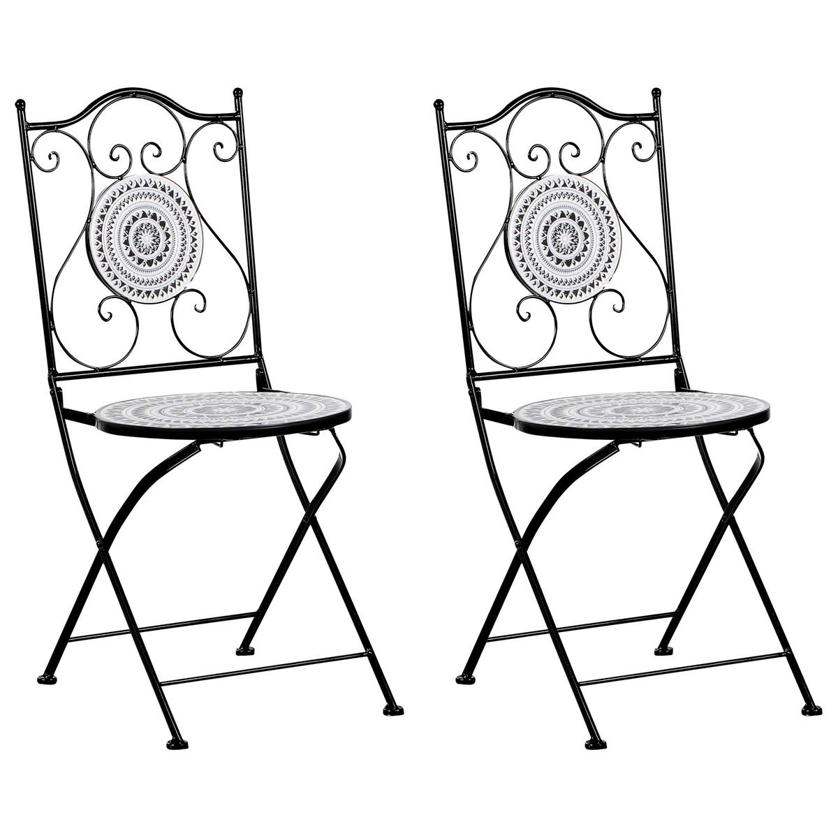 GARTENSTUHL Schwarz Comiso - Schwarz/Weiß, Metall (40/90/45cm) - Beliani