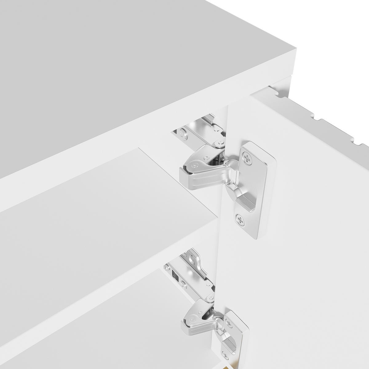 TV-SCHRANK Weiß mit Goldbeinen & 4 Türen Geometrisches Design 170×45 cm - Weiß, Holzwerkstoff (170/45.5/40cm) - Urban Meuble