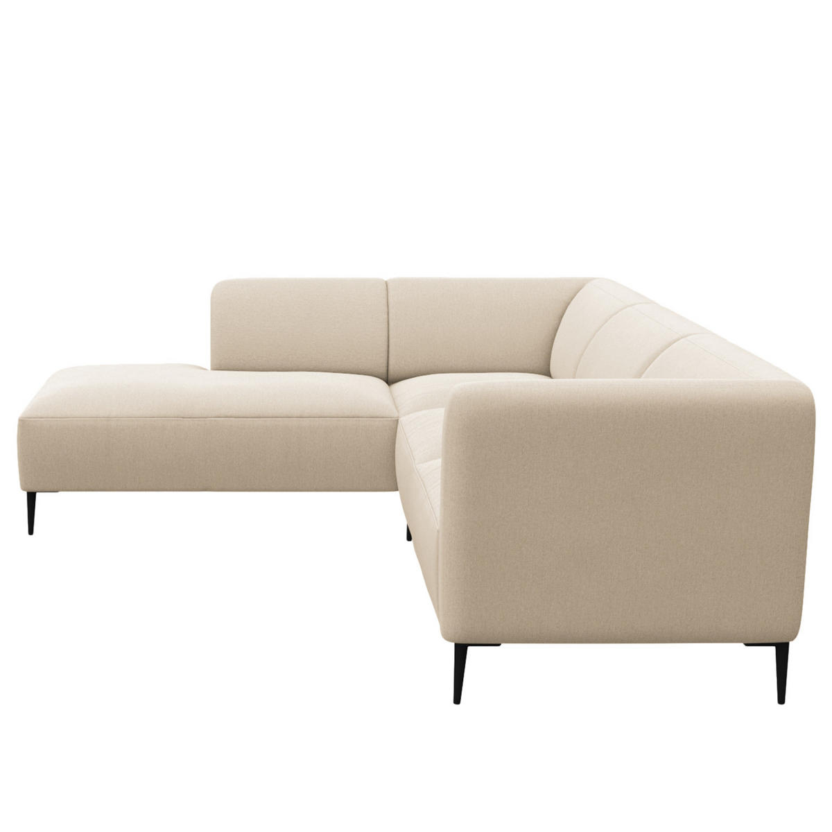 2,5-SITZER ECKSOFA mit Ottomane - Beige/Schwarz, Textil/Metall (252/205cm) - home24