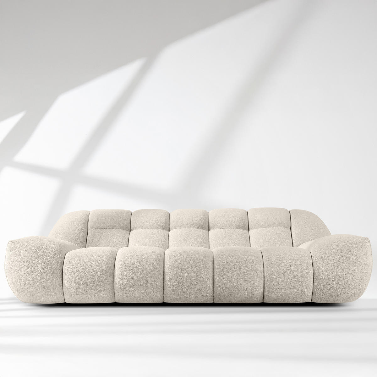 EINZELSOFA VENA Bouclé, Weiß - Weiß, Holz/Textil (225/72/105cm) - KONSIMO®