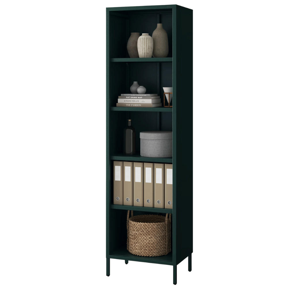 BÜCHERREGAL Metall CLIEN 5 Ebenen 180x50x35cm Dunkelgrün - Dunkelgrün, Metall (50/180/35cm) - DELUKE