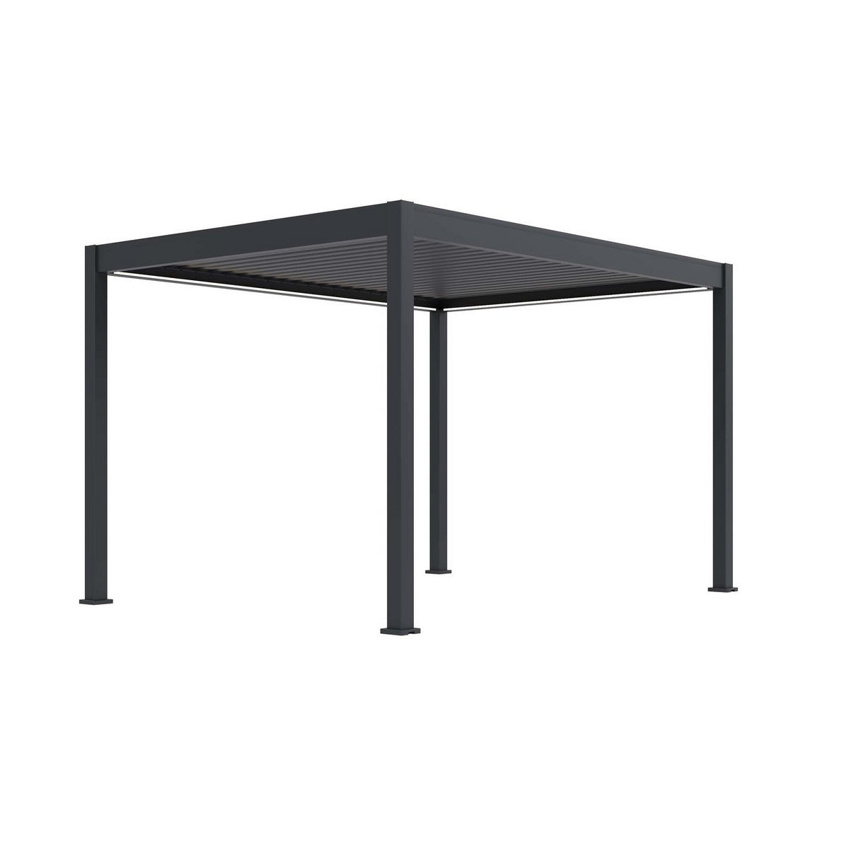 PERGOLA Terrassenüberdachung E-Superior elektrische Pergola mit LED Voll Aluminium 3 x 4 M - Anthrazit, Metall (400/255/300cm) - PergoLine
