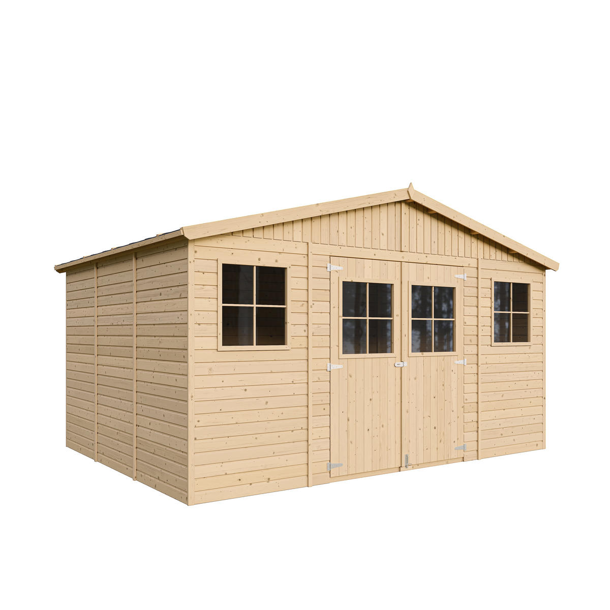 HOLZ-GARTENHAUS H246 x 418 x 320 cm/ 12 m² - Beige, Holz (418/246/320cm) - Timbela