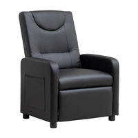 RELAXSESSEL PU mit verstellbarer Rückenlehne, klappbarer Fußstütze 76,5/67,5/95,5 cm Schwarz - Schwarz, Kunststoff (67.5/95.5/76.5cm) - Redom
