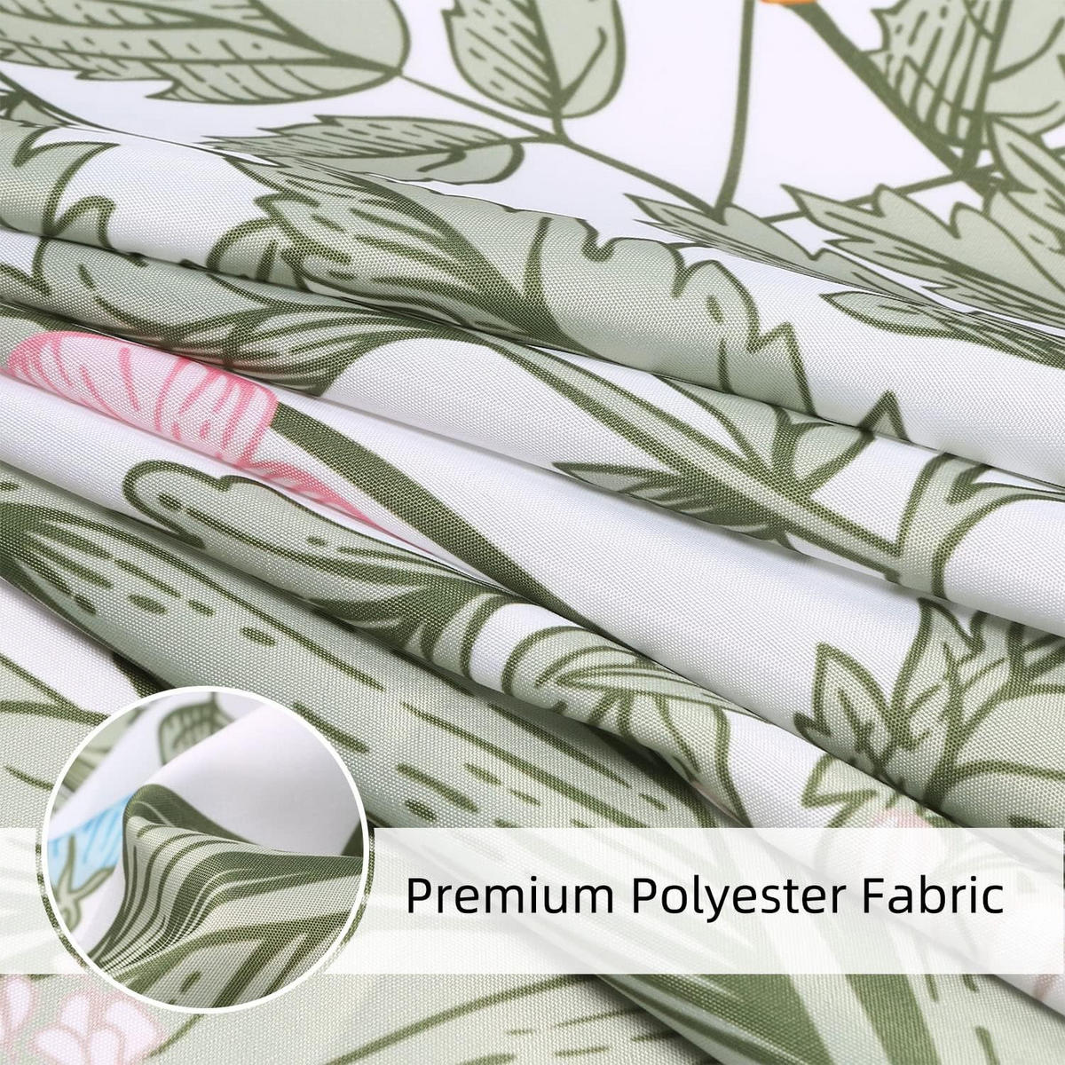 DUSCHVORHANG Blumen floral Aquarell Set Badezimmer mit Haken - Grün, Textil (180/120cm) - MCBOSON