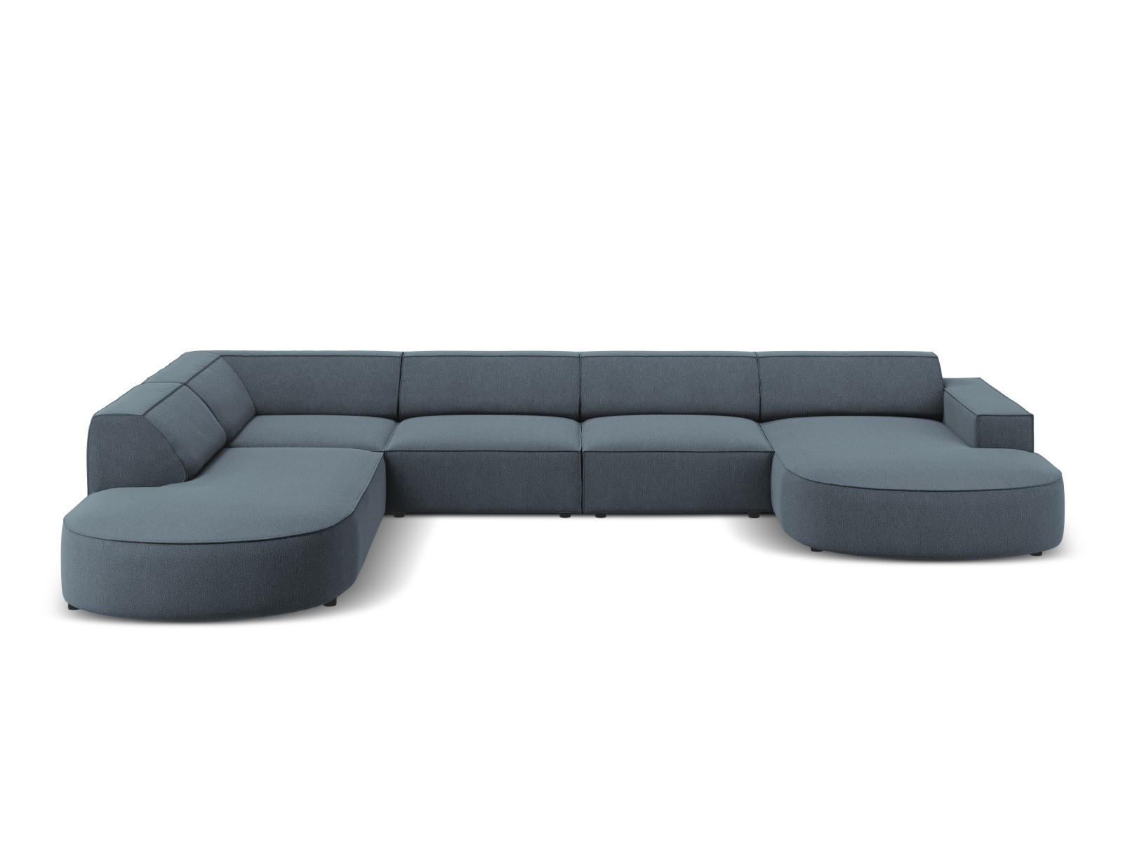 PANORAMASOFA links Jodie aus strukturiertem Stoff blau 7 Sitzplätze - Blau, Textil (262/70/364cm) - Micadoni