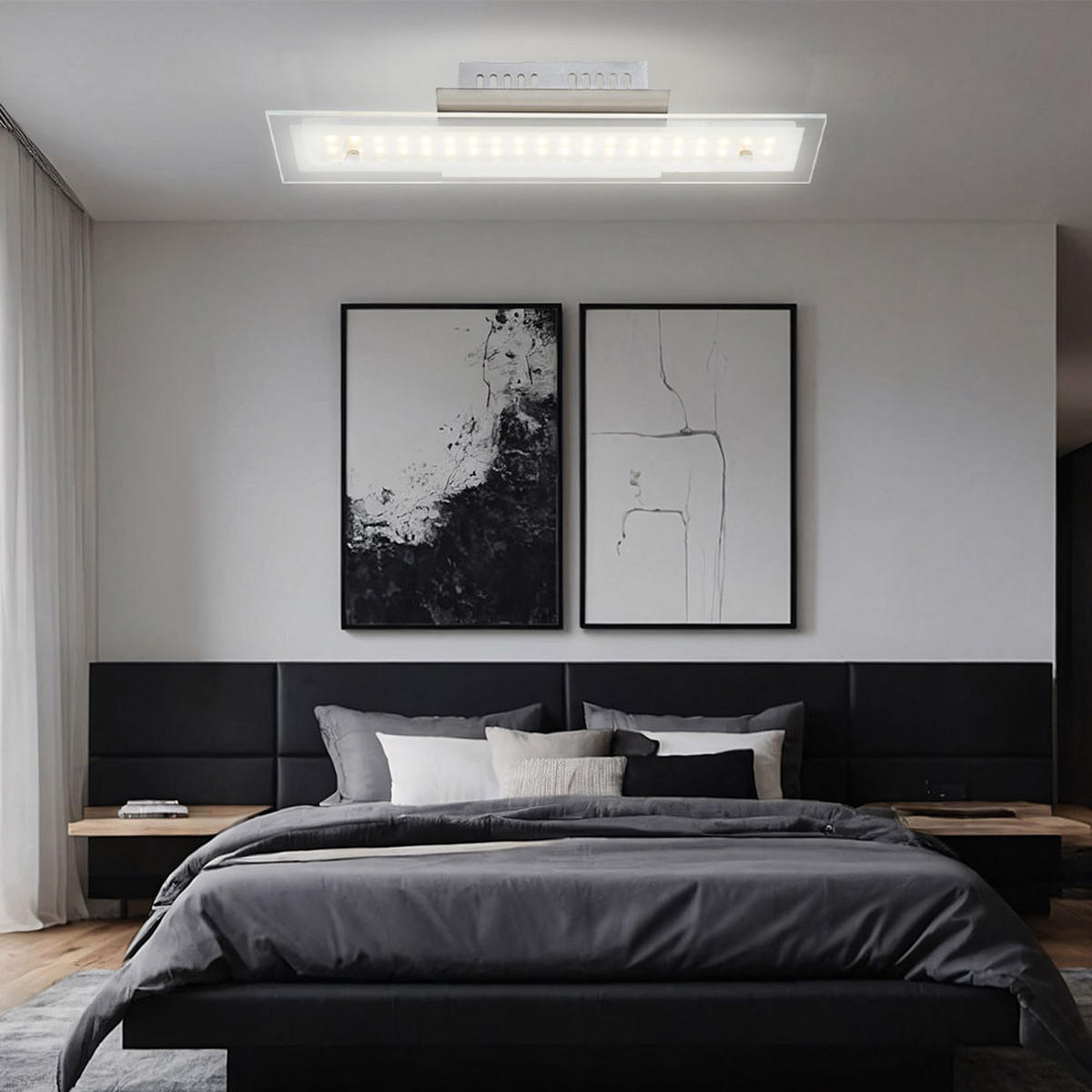 LED DECKENLEUCHTE Liguria Silber Chrom - Silberfarben, Glas (40/10/6.5cm) - Globo Lighting