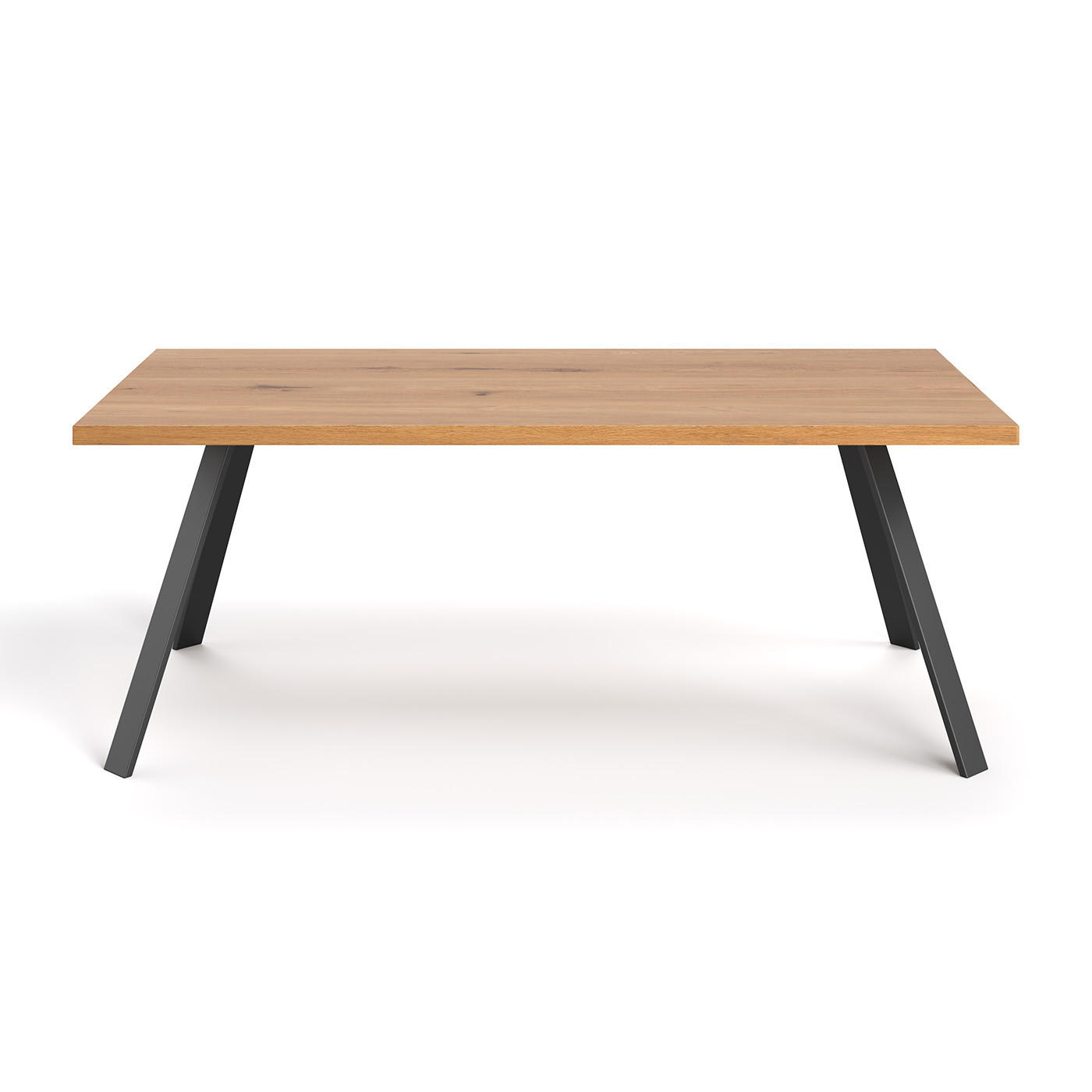 ESSTISCH Lige aus massivem Eichenholz 120x80 cm - Eichefarben/Schwarz, Holz/Metall (120/80/75cm) - Danzz