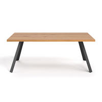 ESSTISCH Lige aus massivem Eichenholz 160x100 cm - Eichefarben/Schwarz, Holz/Metall (160/100/75cm) - Danzz