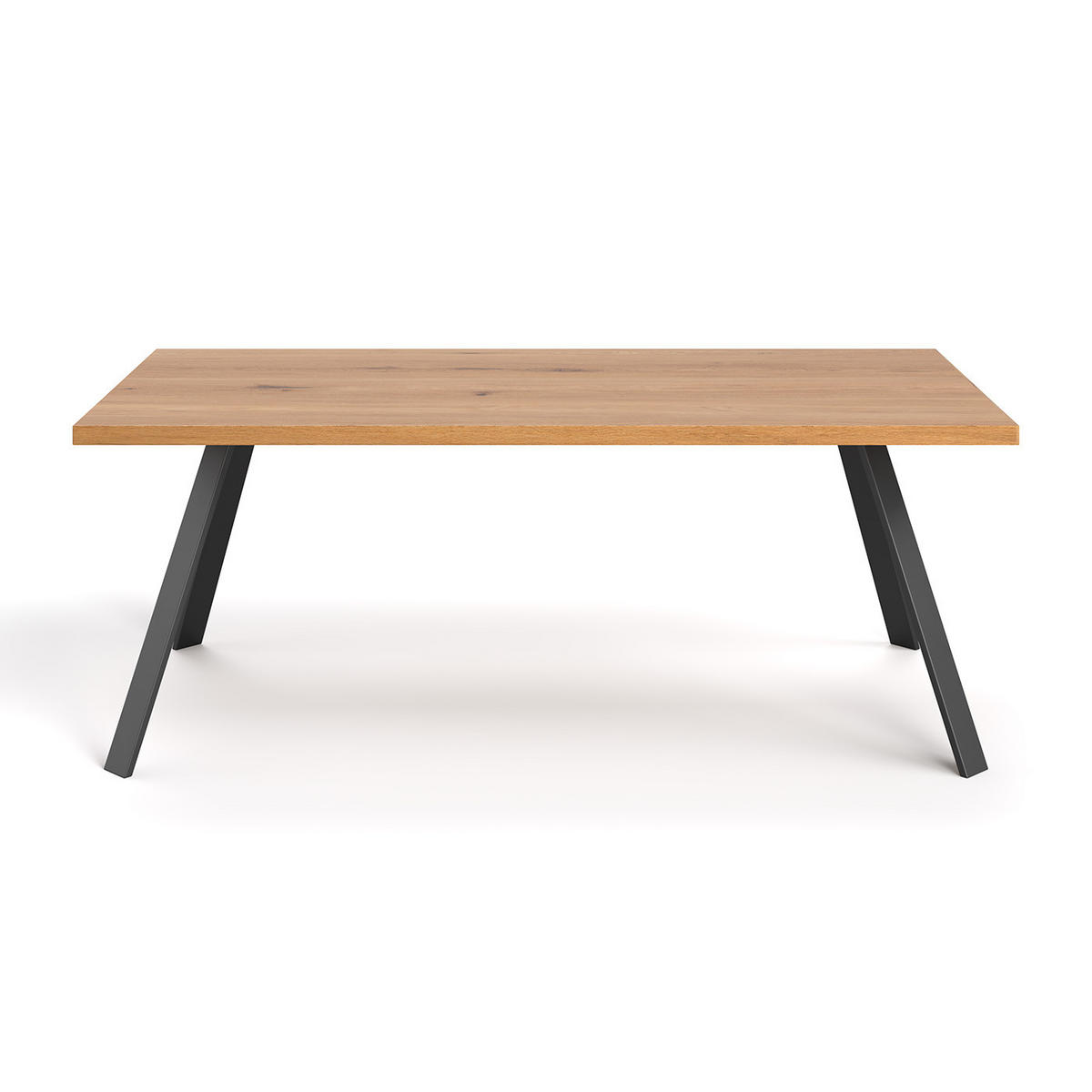 ESSTISCH Lige aus massivem Eichenholz 160x100 cm - Eichefarben/Schwarz, Holz/Metall (160/100/75cm) - Danzz