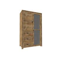 VITRINENSCHRANK RABO mit Glastür und Schubladen, Lefkas Eiche - Eichefarben/Braun, Holz (115/186/44cm) - KONSIMO®