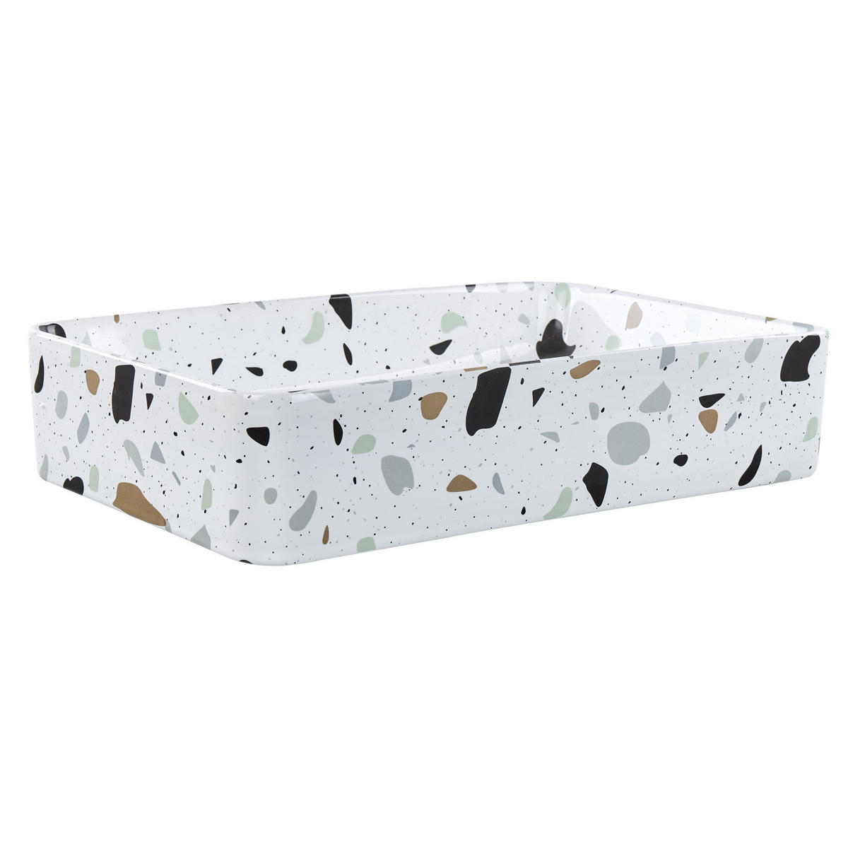 UMYVADLO NA DESKU Terrazzo Bílé 51/34 cm Keramika Nules - bílá, keramika (51/11/34cm) - Beliani