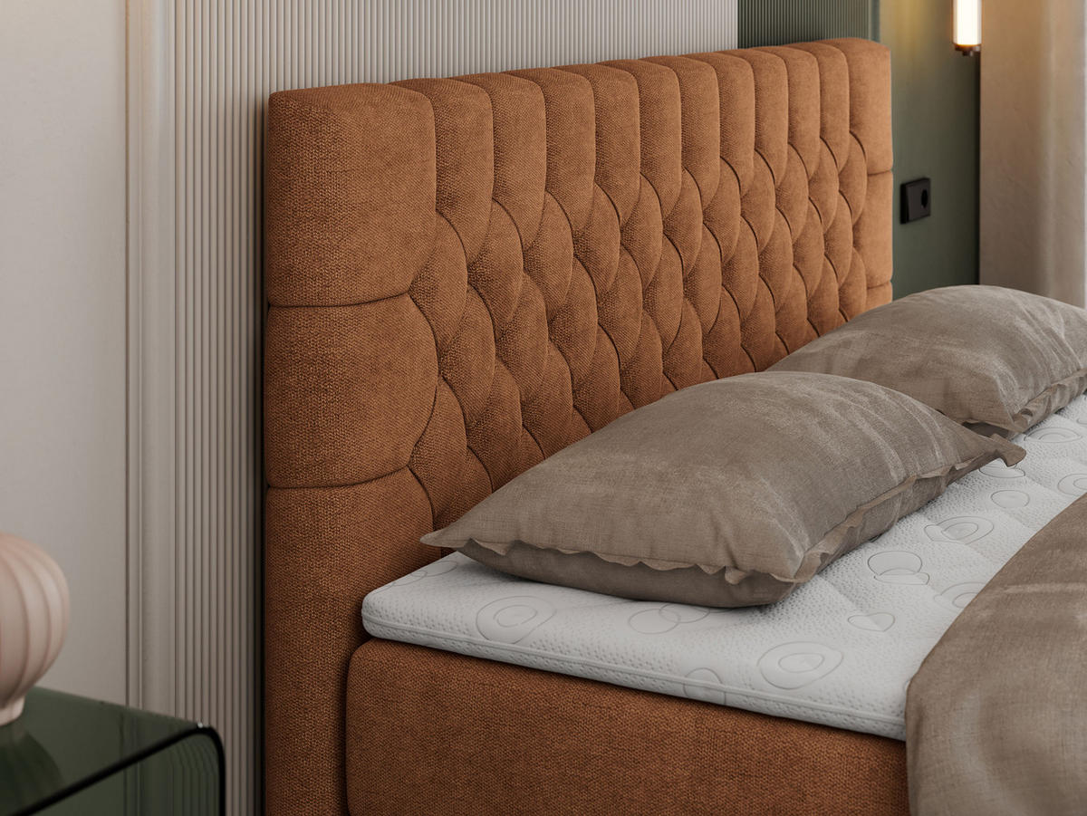 BOXBETT PERA 160/200 Orange Struktur - H3 - Orange, Holz/Textil (160/200cm) - MKS
