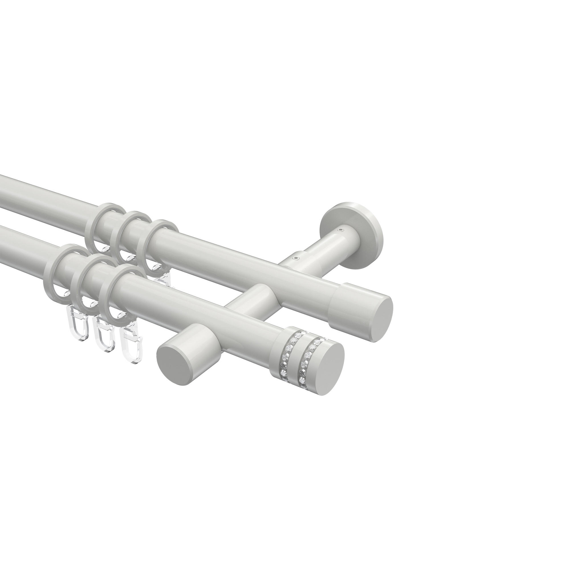 GARDINENSTANGEN-SET Prestige Estana 280 cm (geteilt in 2 x 140 cm), 2-läufig, 20 mm Ø Weiß - Weiß, Metall (280cm) - INTERDECO