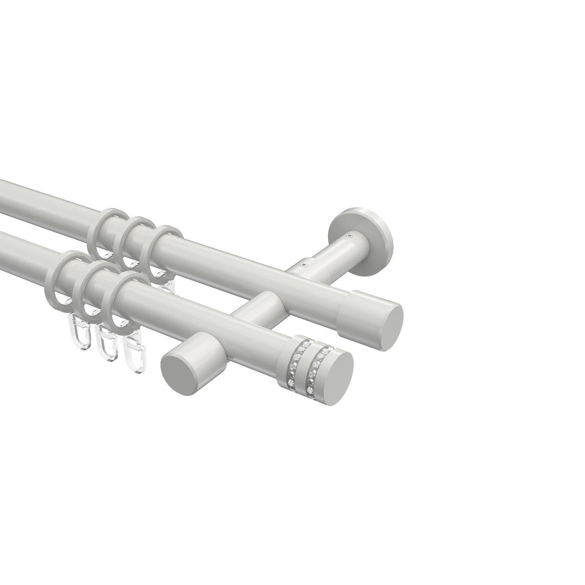 GARDINENSTANGEN-SET Prestige Estana 280 cm (geteilt in 2 x 140 cm), 2-läufig, 20 mm Ø Weiß - Weiß, Metall (280cm) - INTERDECO