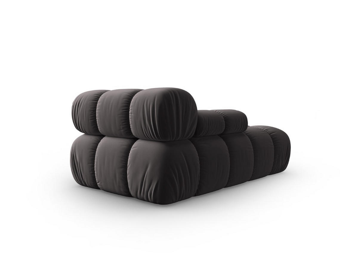 CHAISELONGUE links Bellis aus Samt dunkelgrau - Dunkelgrau, Textil (97/62/157cm) - Micadoni