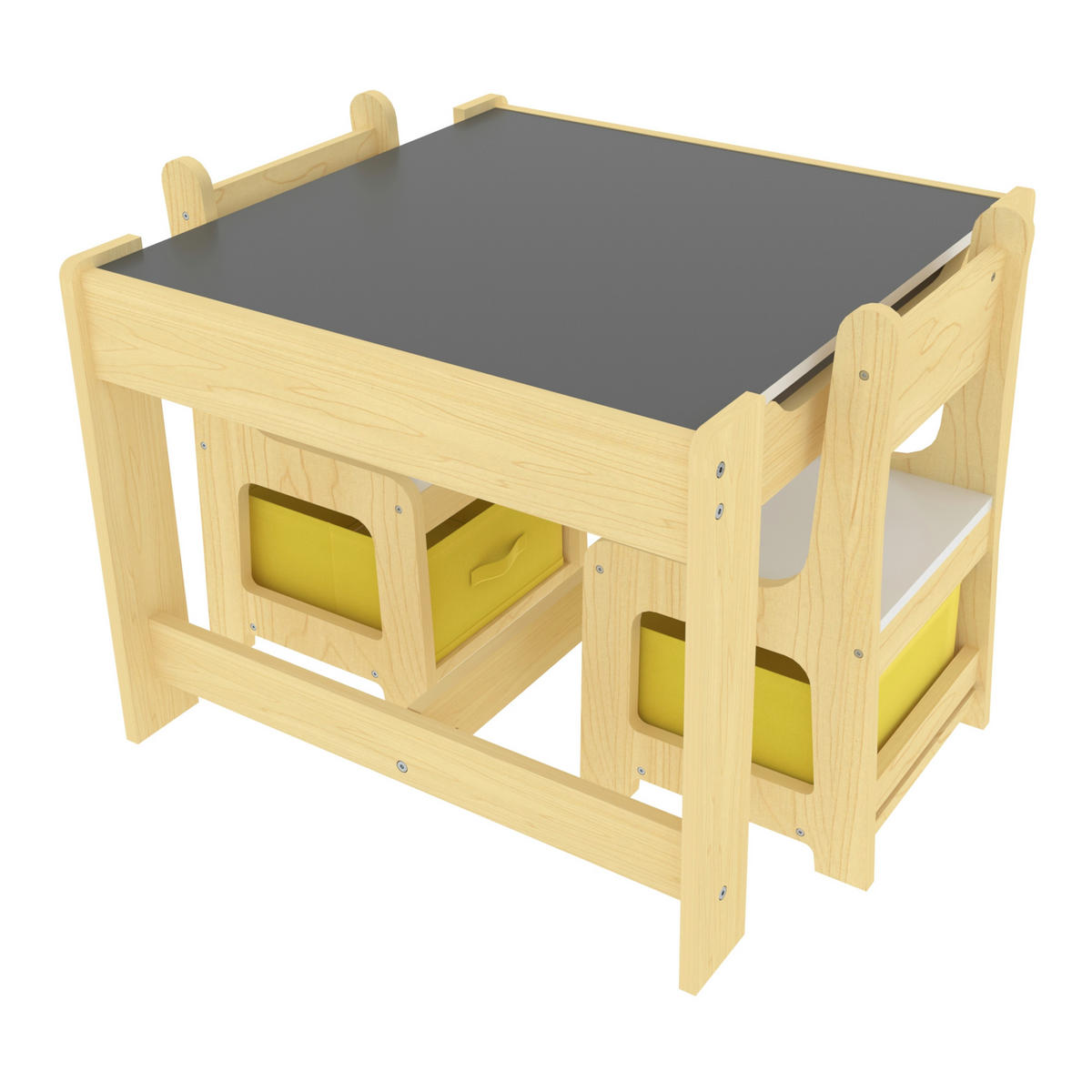KINDERSITZGRUPPE 3 TLG. Irixoa - Dunkelgrau/Weiß, Holzwerkstoff (60.5/48/62.5cm) - [en.casa]