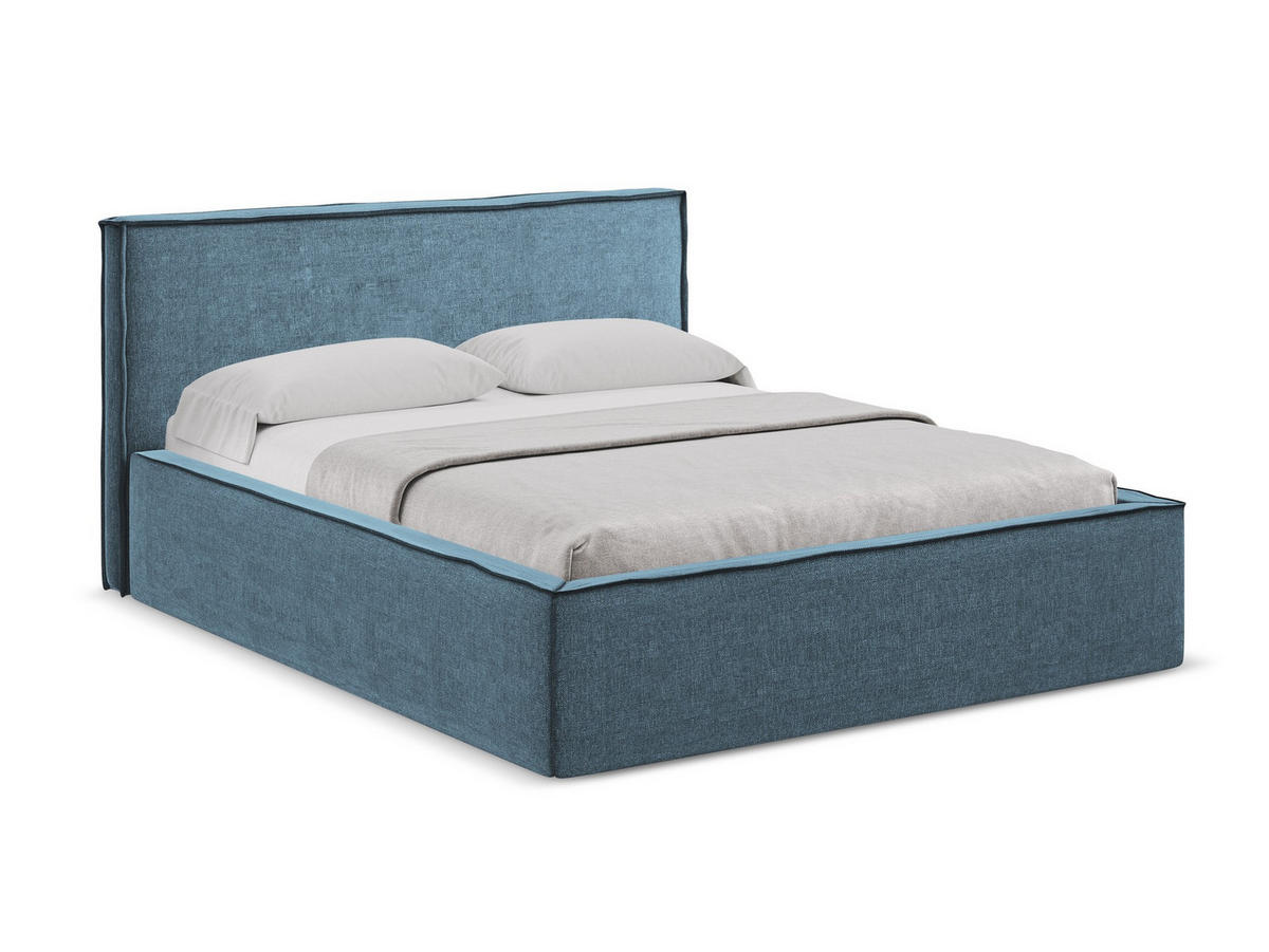 POLSTERBETT mit Bettkasten und Lattenrost 160x228 Blau - Blau/Blaugrau, Kunststoff/Textil (140/200cm) - Makamii