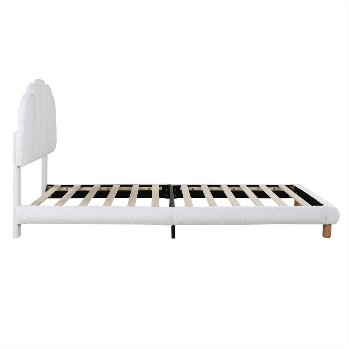 KINDERBETT 90x200 cm mit weich gepolstertem Kopfteil im Wolken-Design - höhenverstellbares - ohne Matratze - Weiß - Weiß, Textil (90/200cm) - DELFA