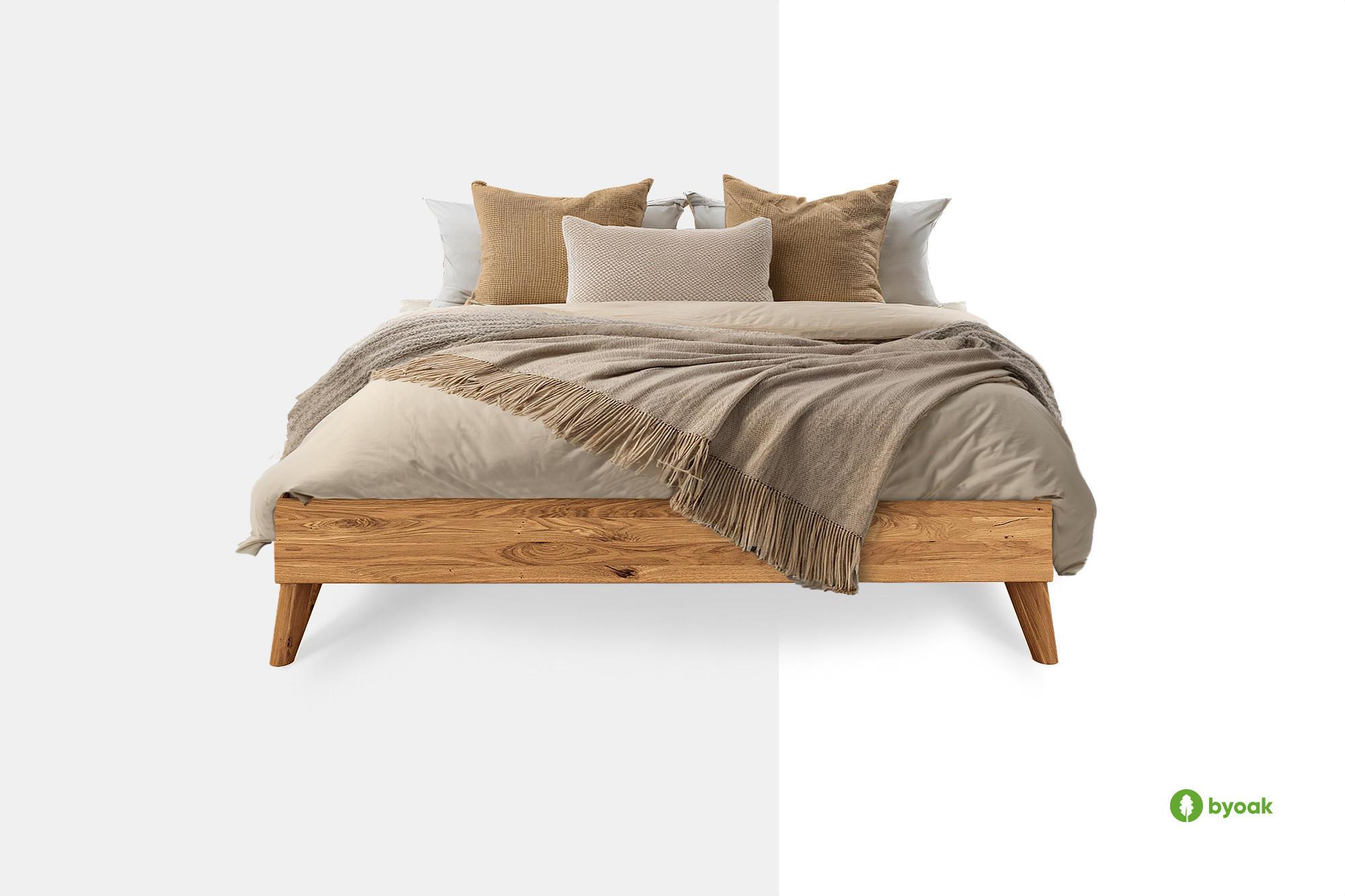 Thumbnail - byoak Bettrahmen, Wildeiche, Holz, Echtholz,Wildeiche, 80x190 cm, Schlafzimmer, Betten