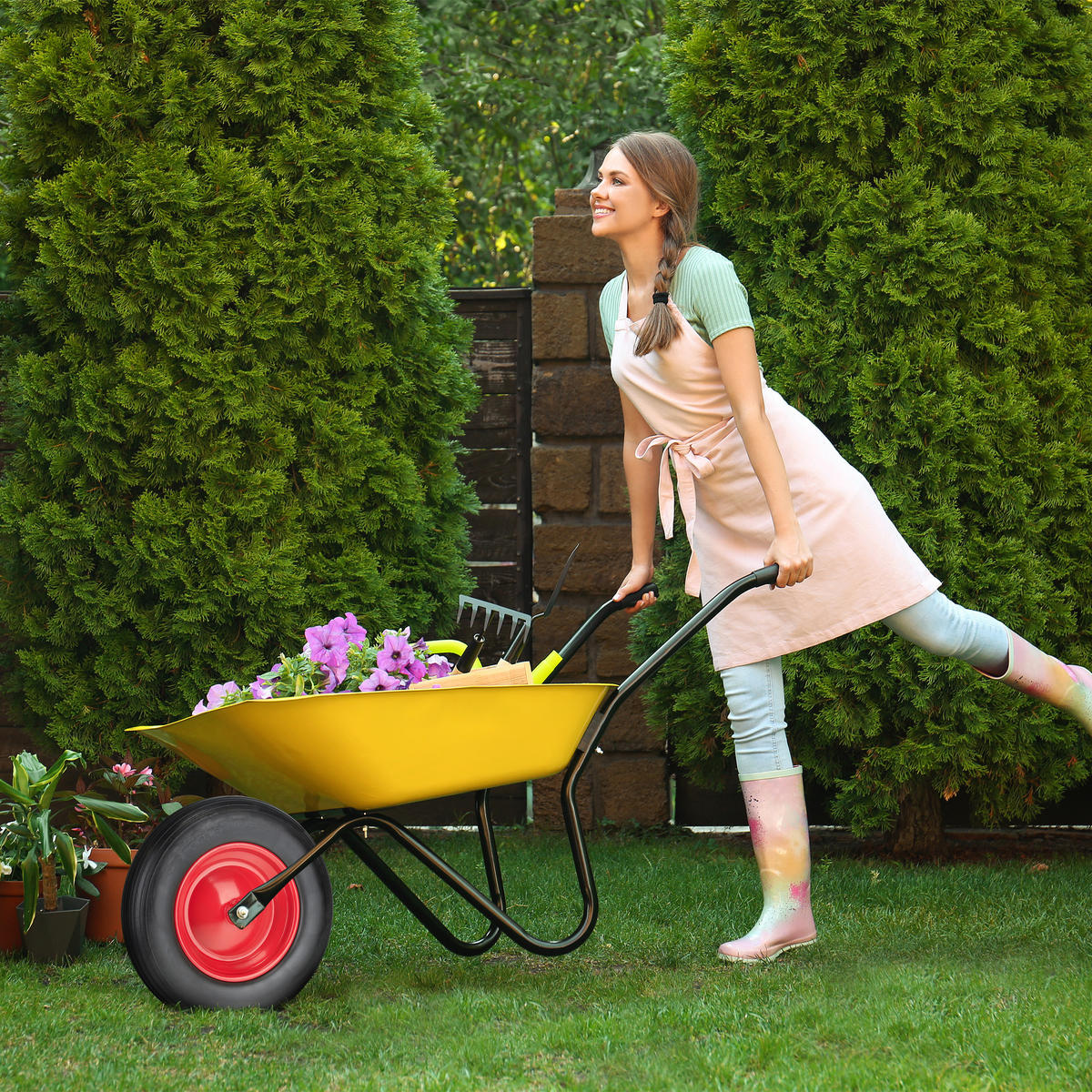 SCHUBKARRENRAD - Multicolor, Kunststoff/Metall (37/37/11cm) - Relaxdays