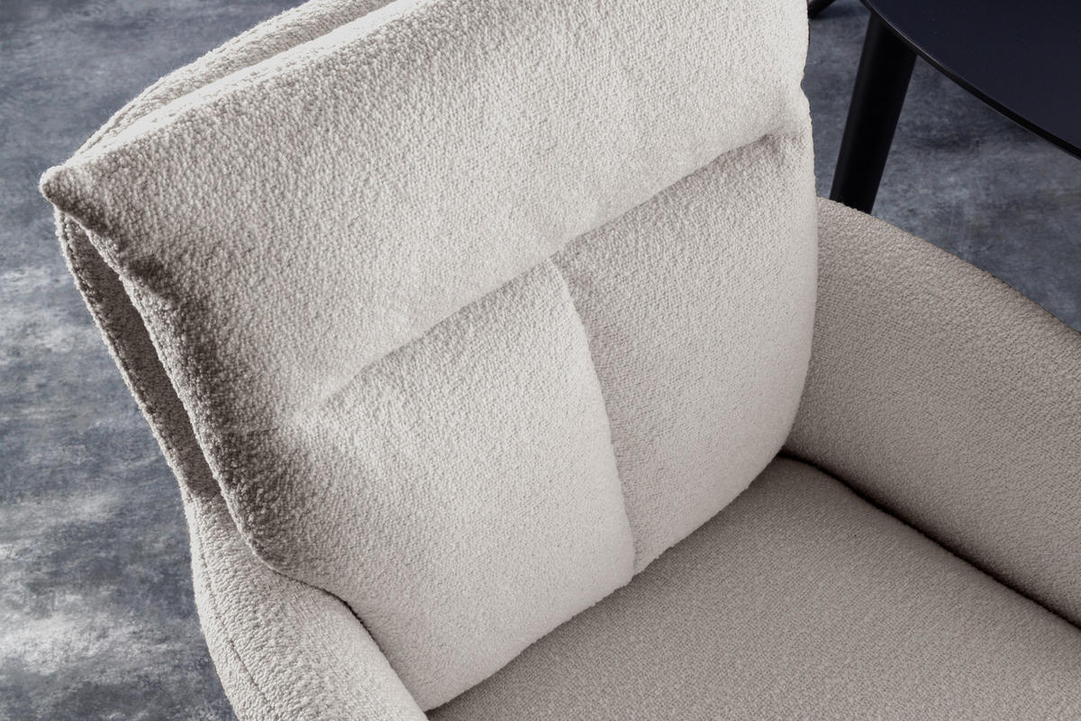 ARMLEHNSTUHL BIG GEORGE Bouclé Greige - Taupe/Beige, Textil/Metall (60/92/67cm) - riess-ambiente
