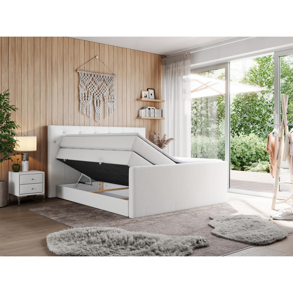 Thumbnail - MKS Boxspringbett, Weiß, Textil, 2-Sitzer, H4, Rechteckig, 120x200 cm, Schlafzimmer, Betten, Boxspringbetten