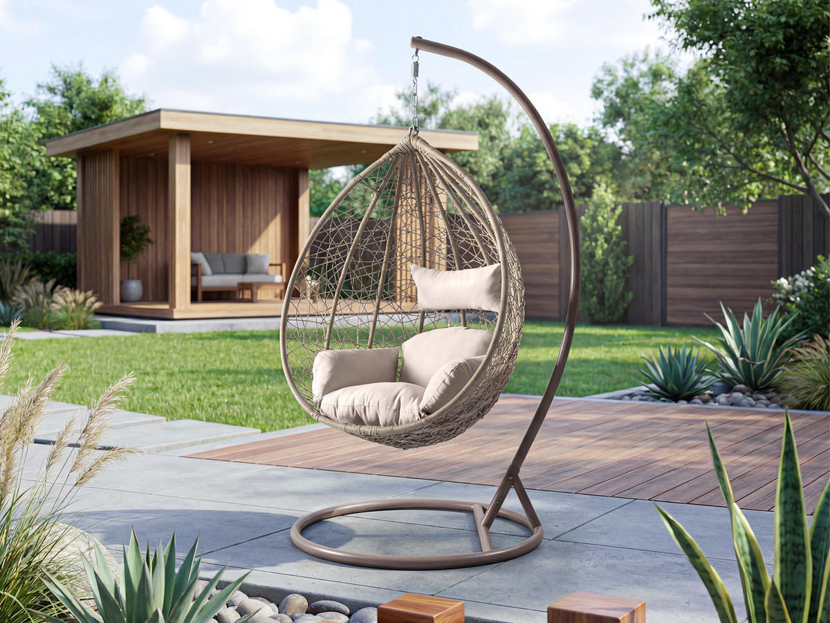 HÄNGESESSEL Savona - Beige, Metall (106/195/105cm) - MIRJAN24