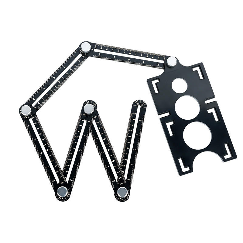 MESSLINEAL – mit Positionierungsloch, 6-fach gefaltet - Schwarz, Metall (18/5/1cm) - DCA