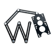 MESSLINEAL – mit Positionierungsloch, 6-fach gefaltet - Schwarz, Metall (18/5/1cm) - DCA