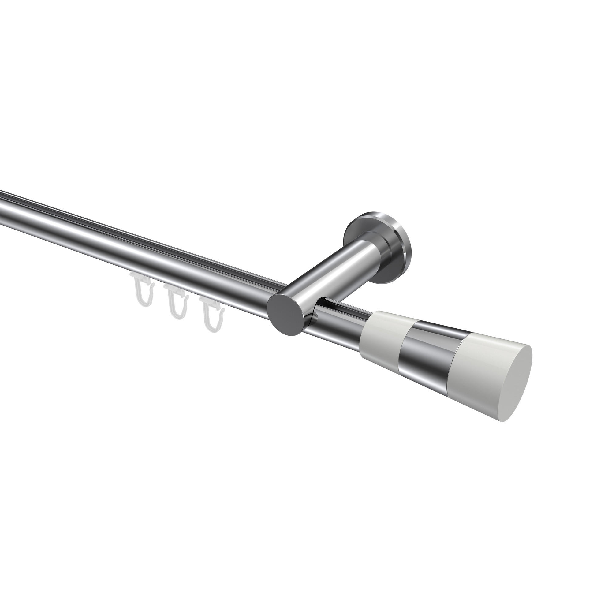 INNENLAUF-GARDINENSTANGEN-SET Platon Tanara 140 cm, 1-läufig, 20 mm Ø Chrom - Chromfarben/Weiß, Metall (140cm) - INTERDECO