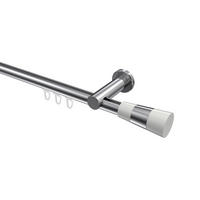 INNENLAUF-GARDINENSTANGEN-SET Platon Tanara 100 cm, 1-läufig, 20 mm Ø Chrom - Chromfarben/Weiß, Metall (100cm) - INTERDECO
