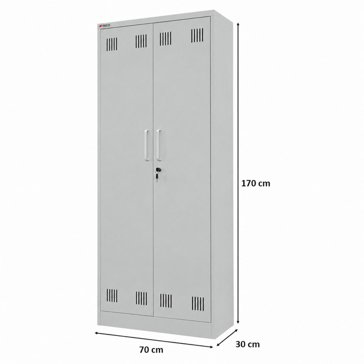 PUTZMITTELSCHRANK Rhino Metall 170x70x30cm Lichtgrau - Grau, Metall (70/170/30cm) - PROREGAL