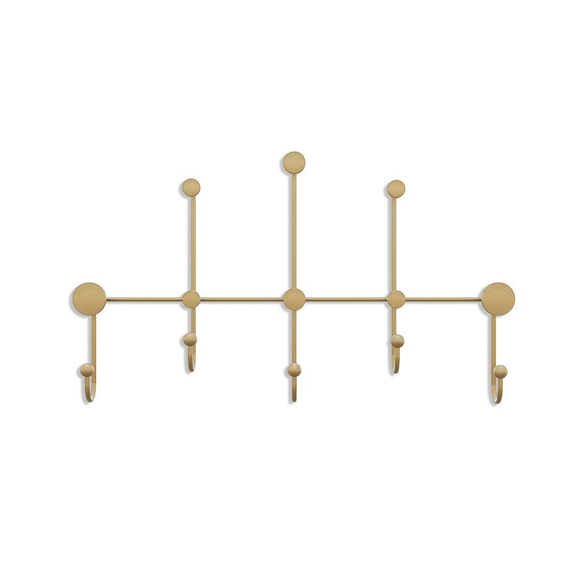 WANDGARDEROBE mit 8 Haken aus goldfarbenem Metall 80/10/45 cm - Goldfarben, Metall (10/45/80cm) - Calicosy