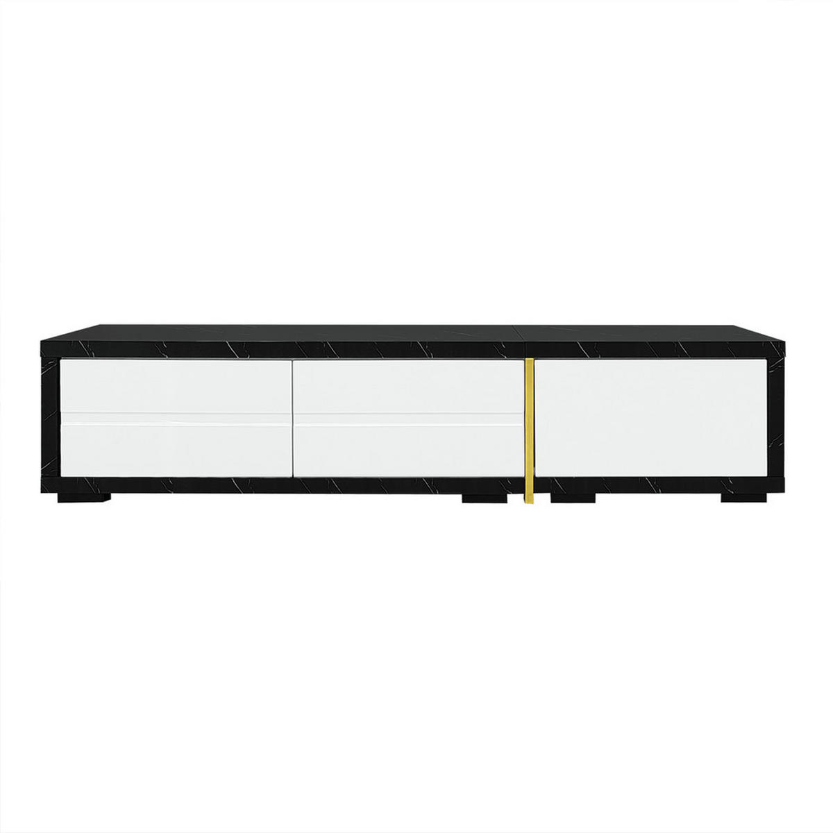 TV-SCHRANK Modern variable Länge 140-260cm drehbar Schwarz-Weiß Marmoroptik - Weiß, Holz (51.4/30.5/62.2cm) - FLIEKS