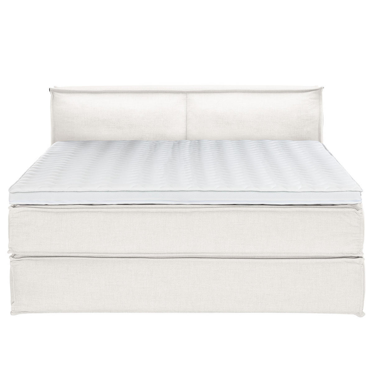 BOXSPRINGBETT mit Kopfteil - Premium - Weiß, Textil (180/200cm) - home24