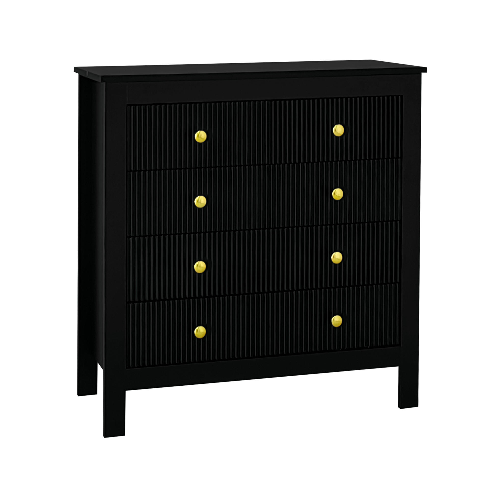 SIDEBOARD Schwarz, Stauraum, Goldgriffe, modernes Design - Schwarz, Holz (79/80/39cm)
