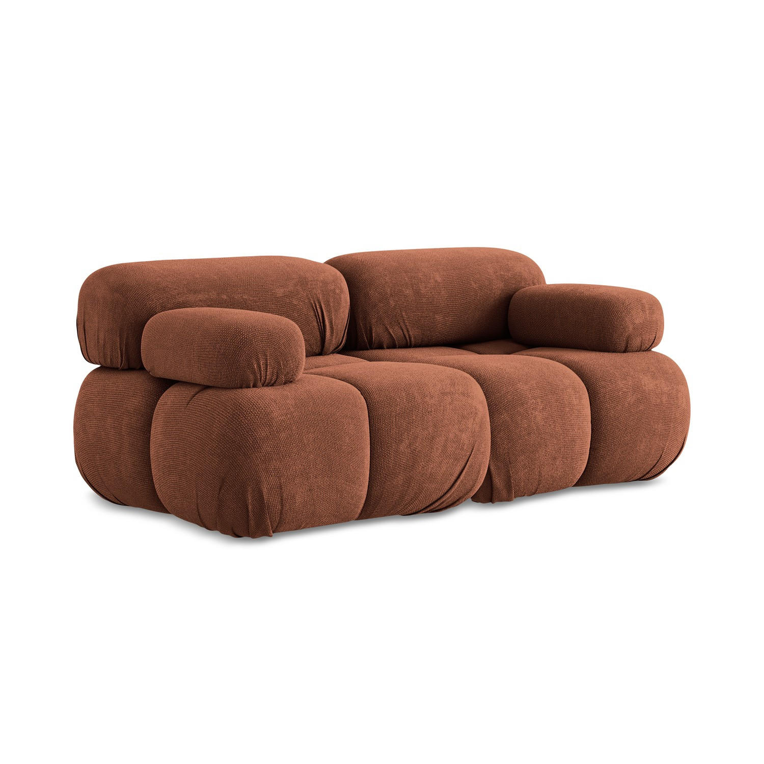 2-SITZER-SOFA Chenille Stoff Orange - Terracotta/Schwarz, Kunststoff/Textil (190/70/96cm) - LaMiaSofa