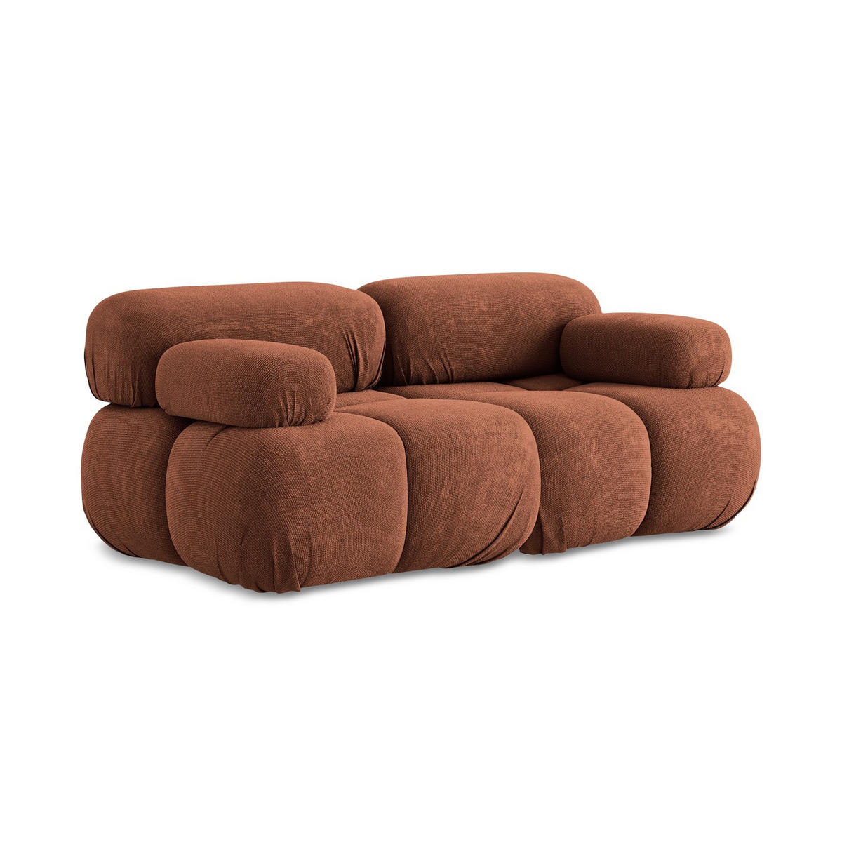 2-SITZER-SOFA Chenille Stoff Orange - Terracotta/Schwarz, Kunststoff/Textil (190/70/96cm) - LaMiaSofa