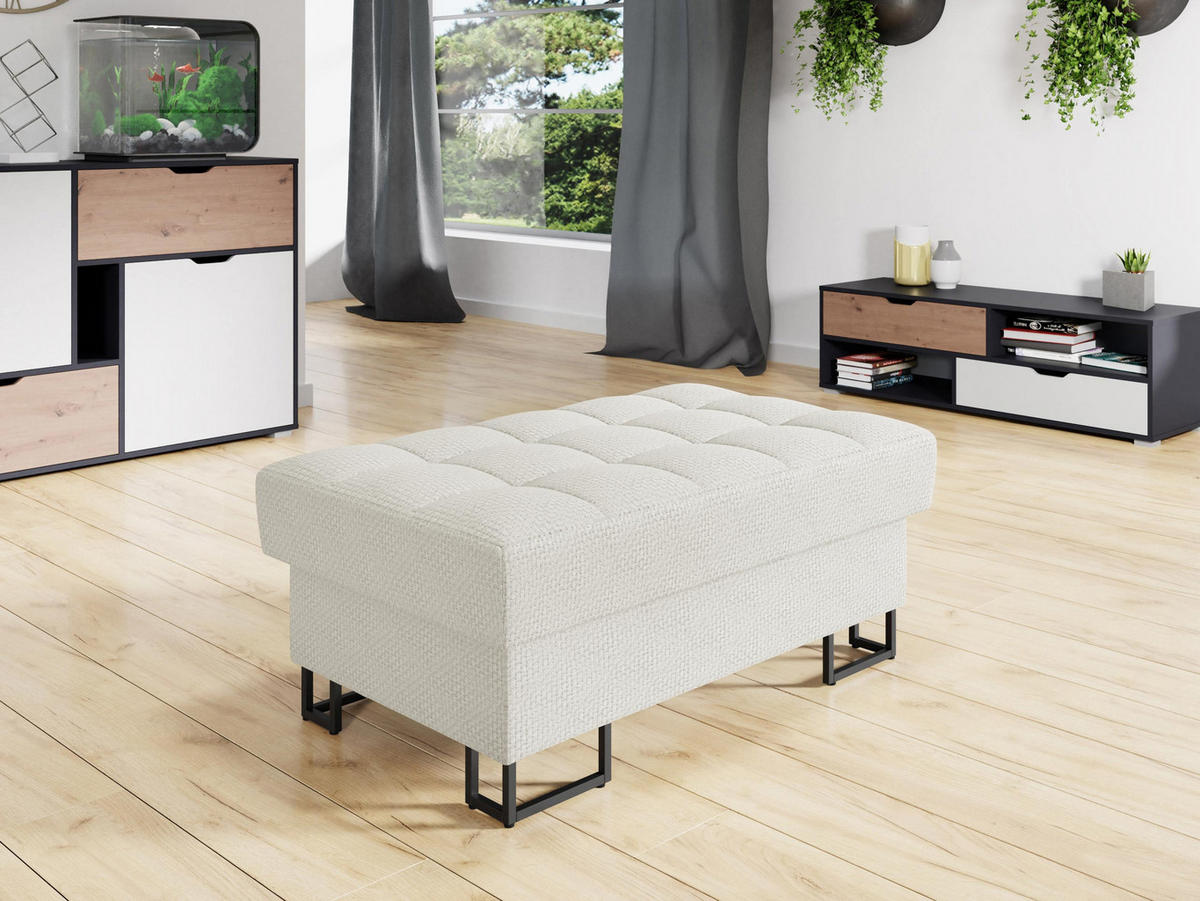 POLSTERHOCKER Laris - Schwarz/Cappuccino, Holz/Textil (106/44/67cm) - MIRJAN24